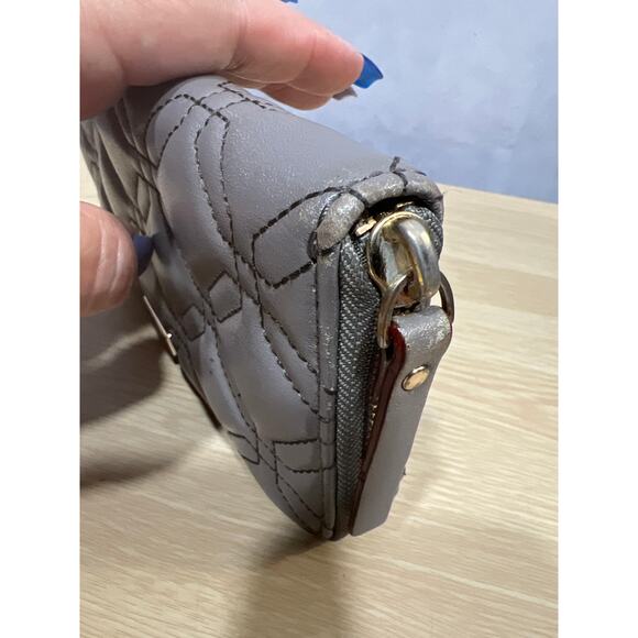 Kate Spade Astor Court Neda Quilted Zip Around Wallet in Wedgewood Gray Tan - Picture 12 of 12